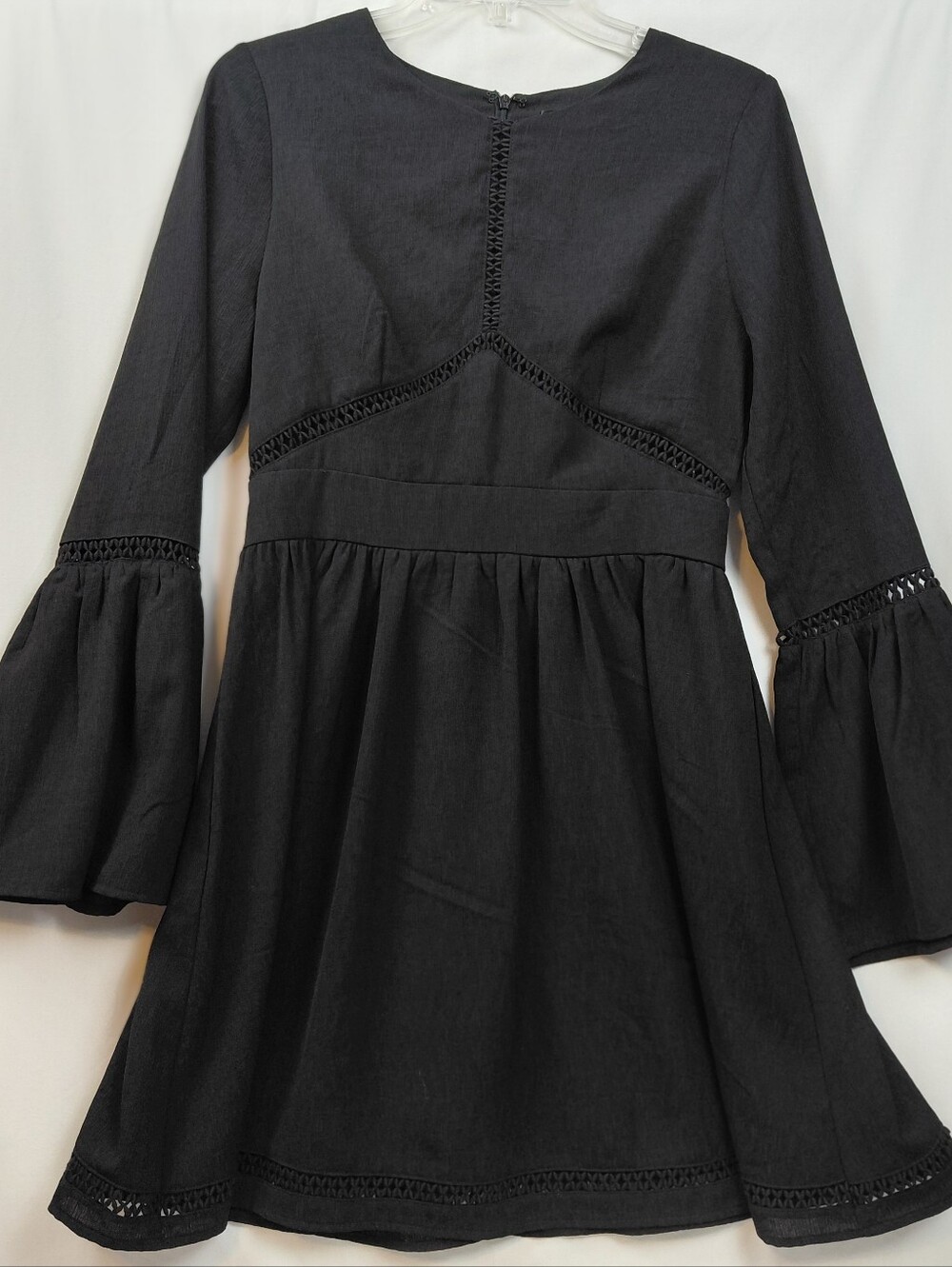 Aqua Bell Sleeve‎ Dress Women's Size Medium Black Boho